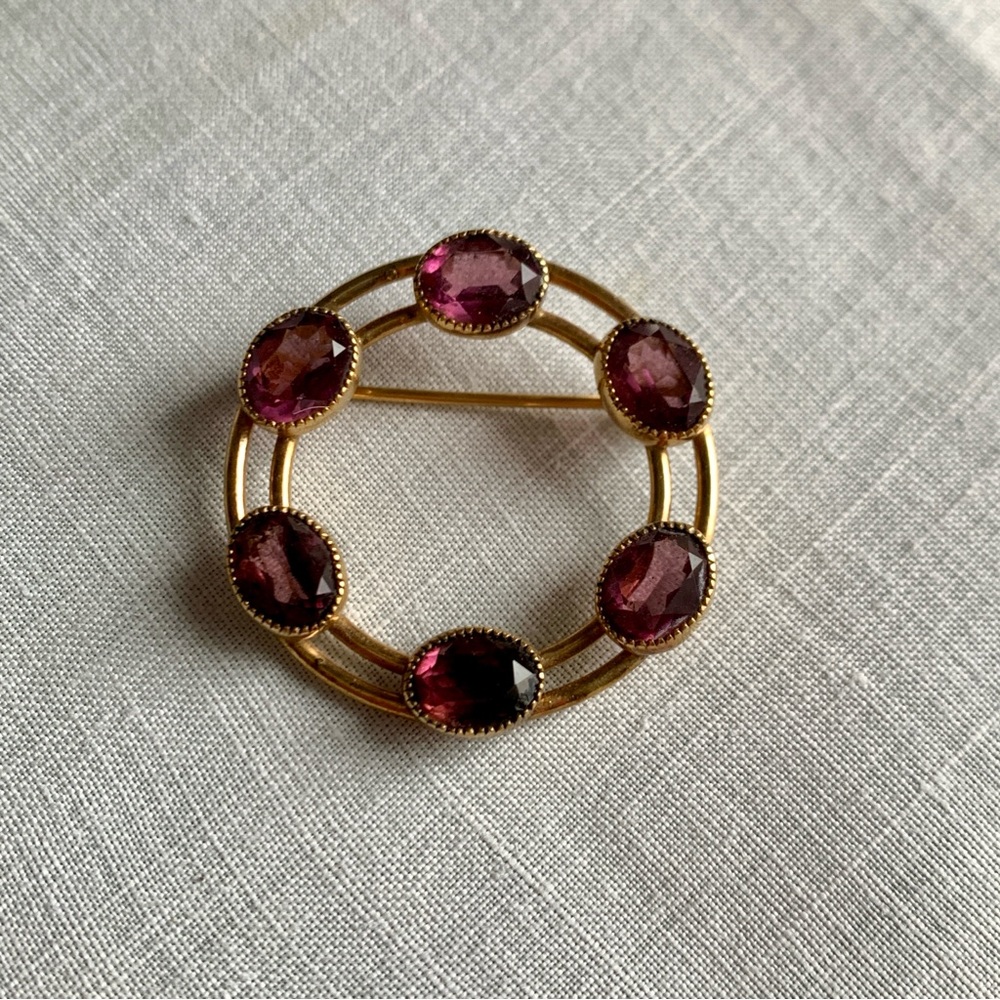 Vintage Curtis Creations Brooch 12K Gold Filled Amethyst Stone